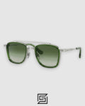 John Dalia BARD C107 Green Lenses and Green Frame Silver Metal Sunglasses
