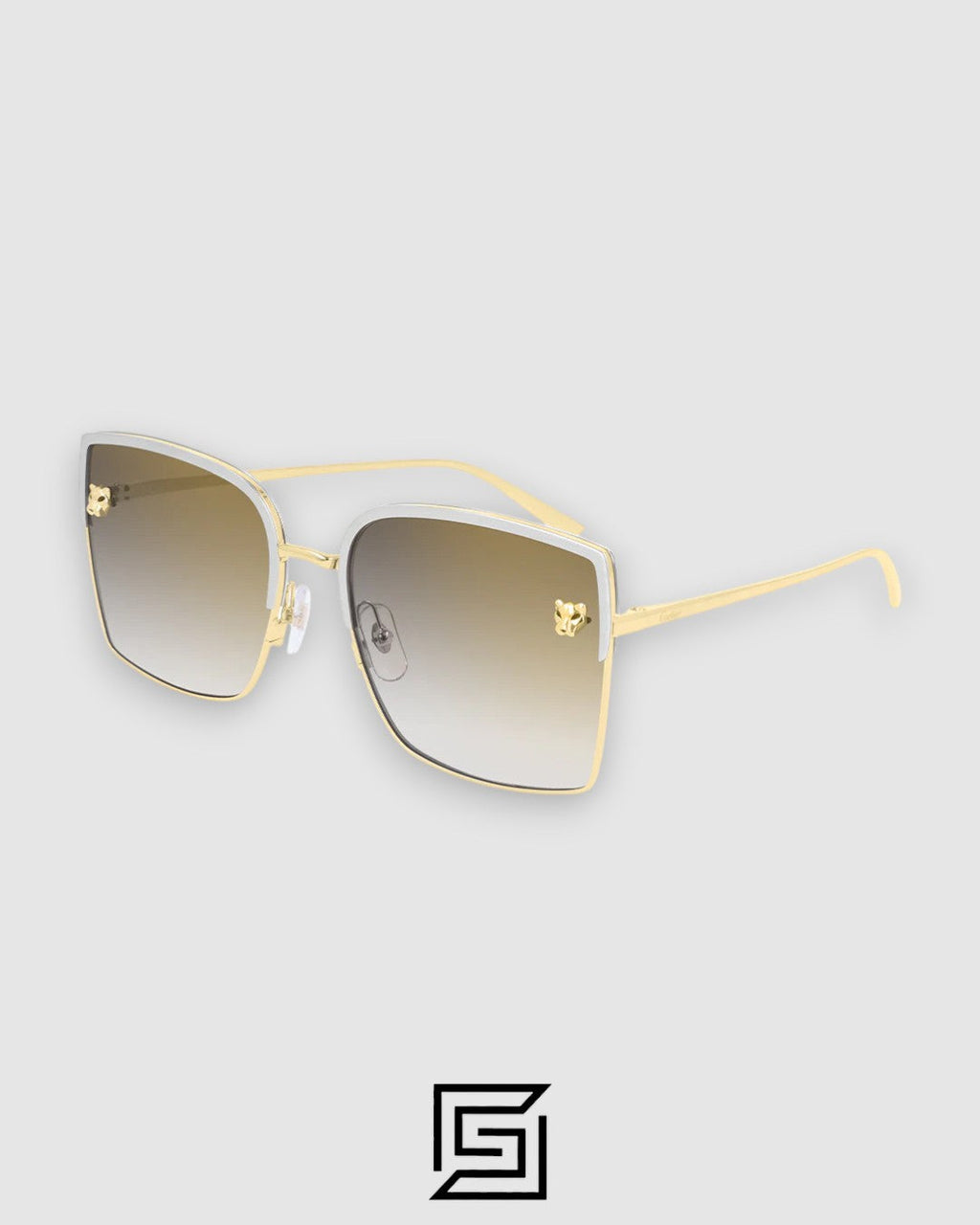 Cartier CT0199 Half Gold Frame Gold Mirror Lenses