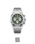 Royal Oak WF0851 Chronograph Green Tapisserie Silver Dial – Stainless Steel