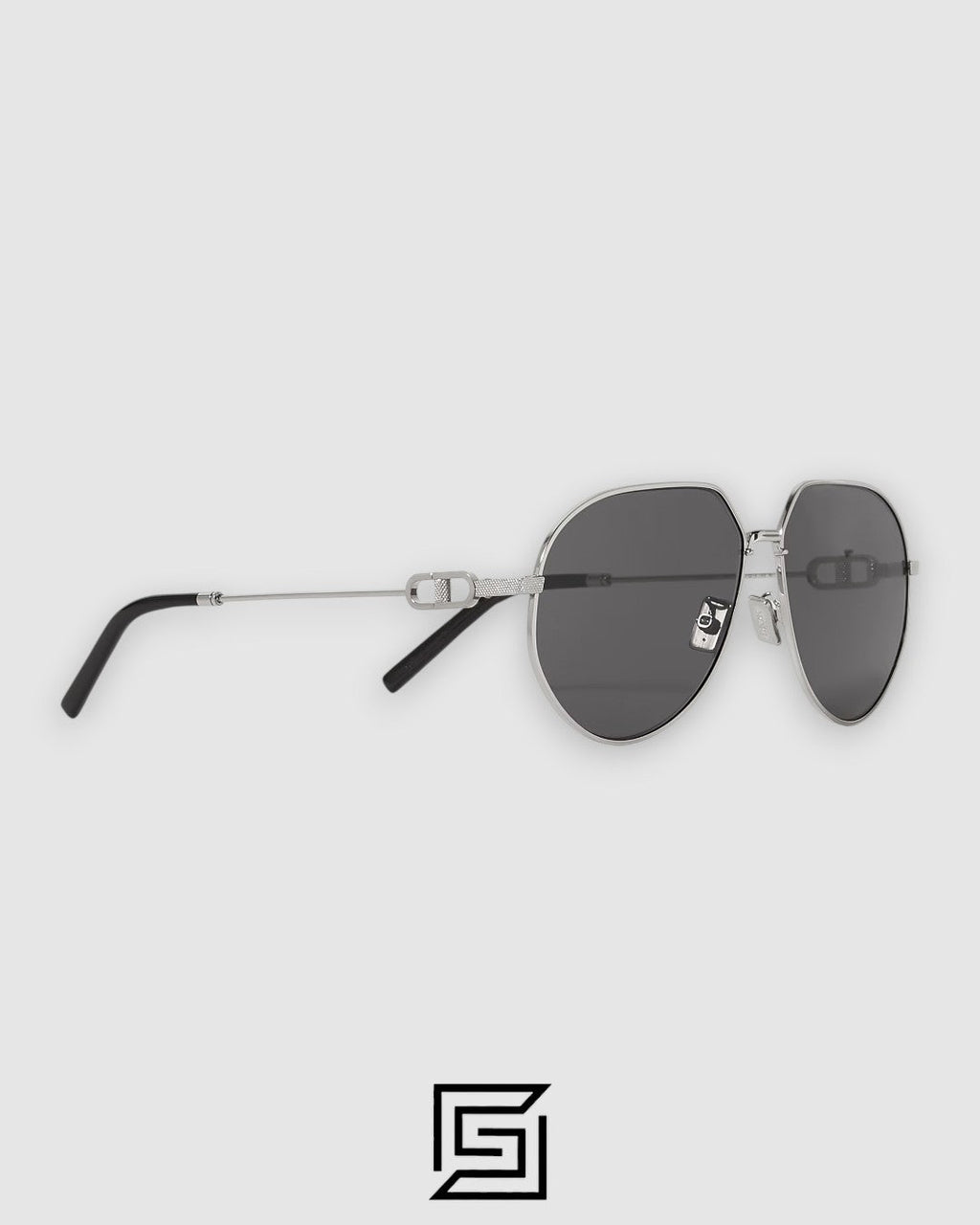 Dior CD LINK A1U Silver Frame Black Lenses