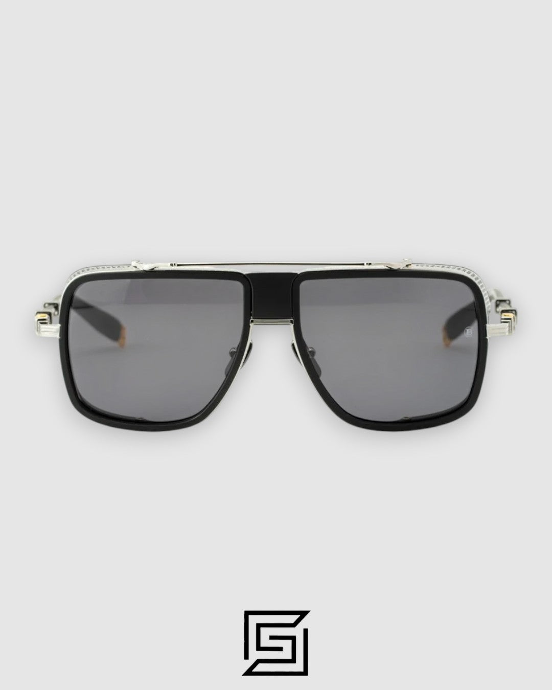 BPS-104-52 Black Silver Frame With Black Lenses And Movable Windshield