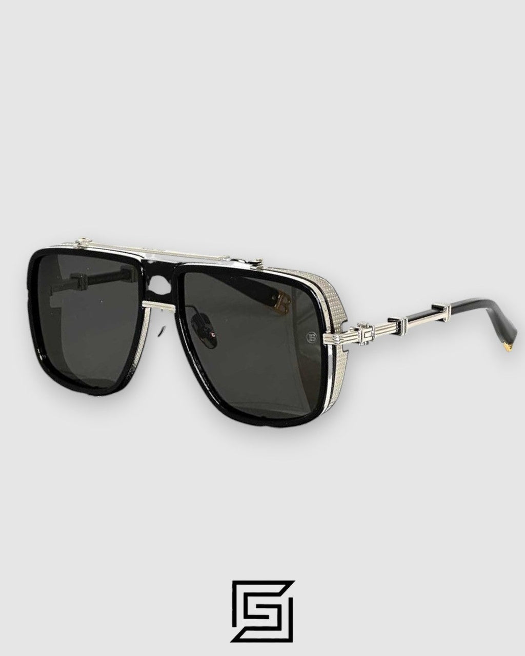 BPS-104-52 Black Silver Frame With Black Lenses And Movable Windshield