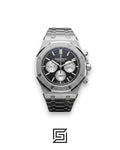 Royal Oak WF0851 Chronograph Black Tapisserie Silver Dial – Stainless Steel