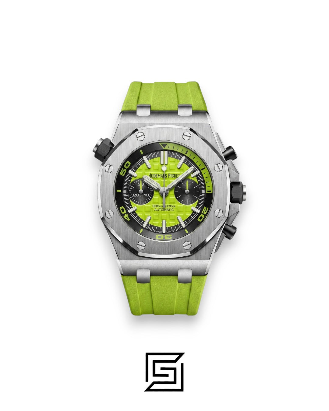 رويال أوك أوفشور WF0851 كوارتز عدادان مطاط أخضر