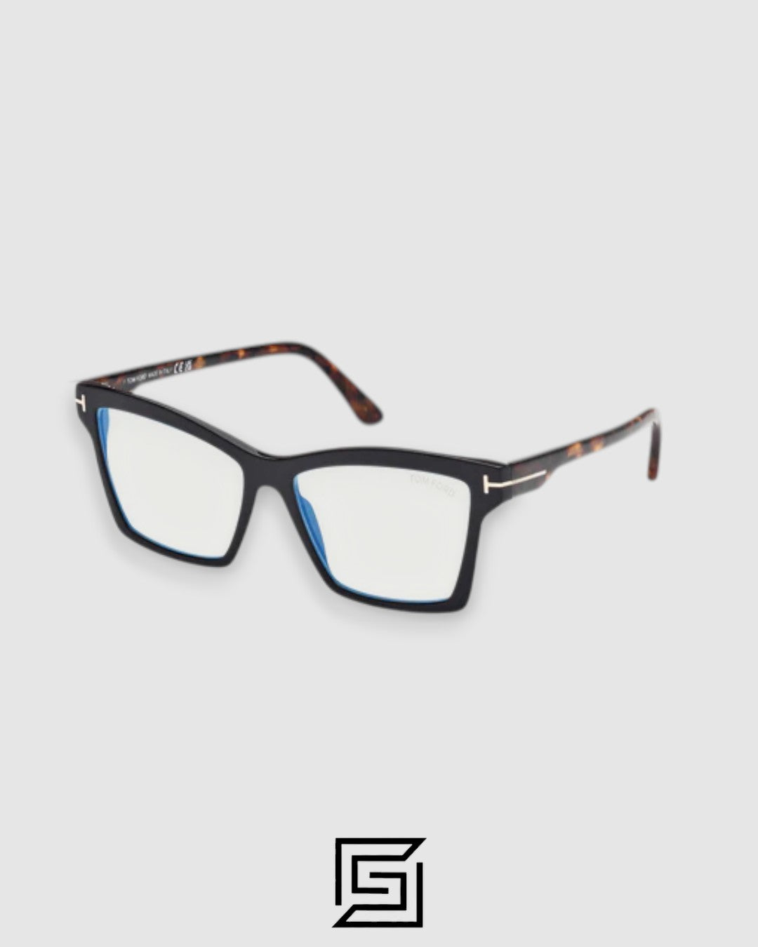 Tom Ford FT5964 إطار أسود ذراع بلون بني تايجر