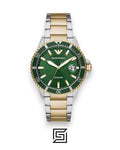 Armani AR80063 Two-Tone Stainless Steel Green Dial Men's Watch