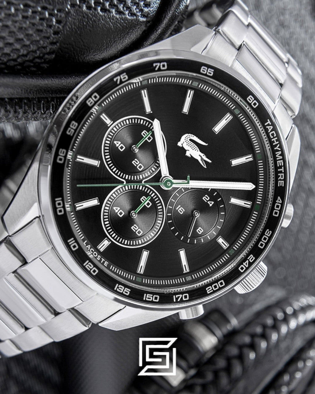 Lacoste 2011347 Men's Chronograph Black Dial Stainless Steel Watch