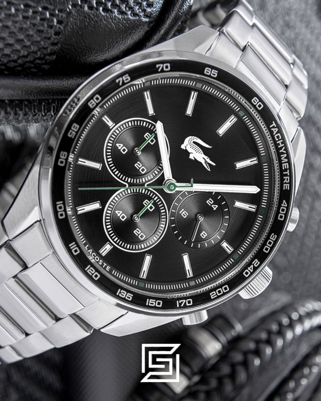 Lacoste 2011347 Men's Chronograph Black Dial Stainless Steel Watch