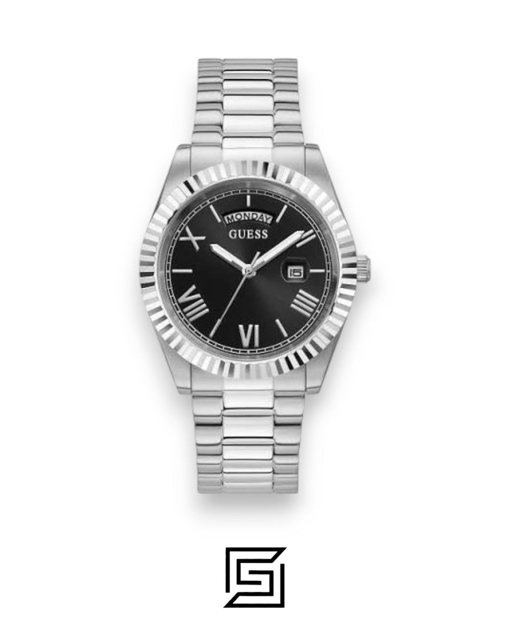 Guess GW0265G1 Men's Silver Stainless Steel Black Dial Watch