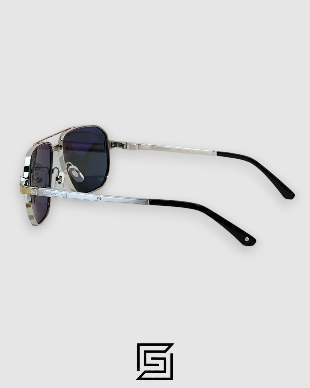 CT0424S - 001 Silver Frame Black Lenses