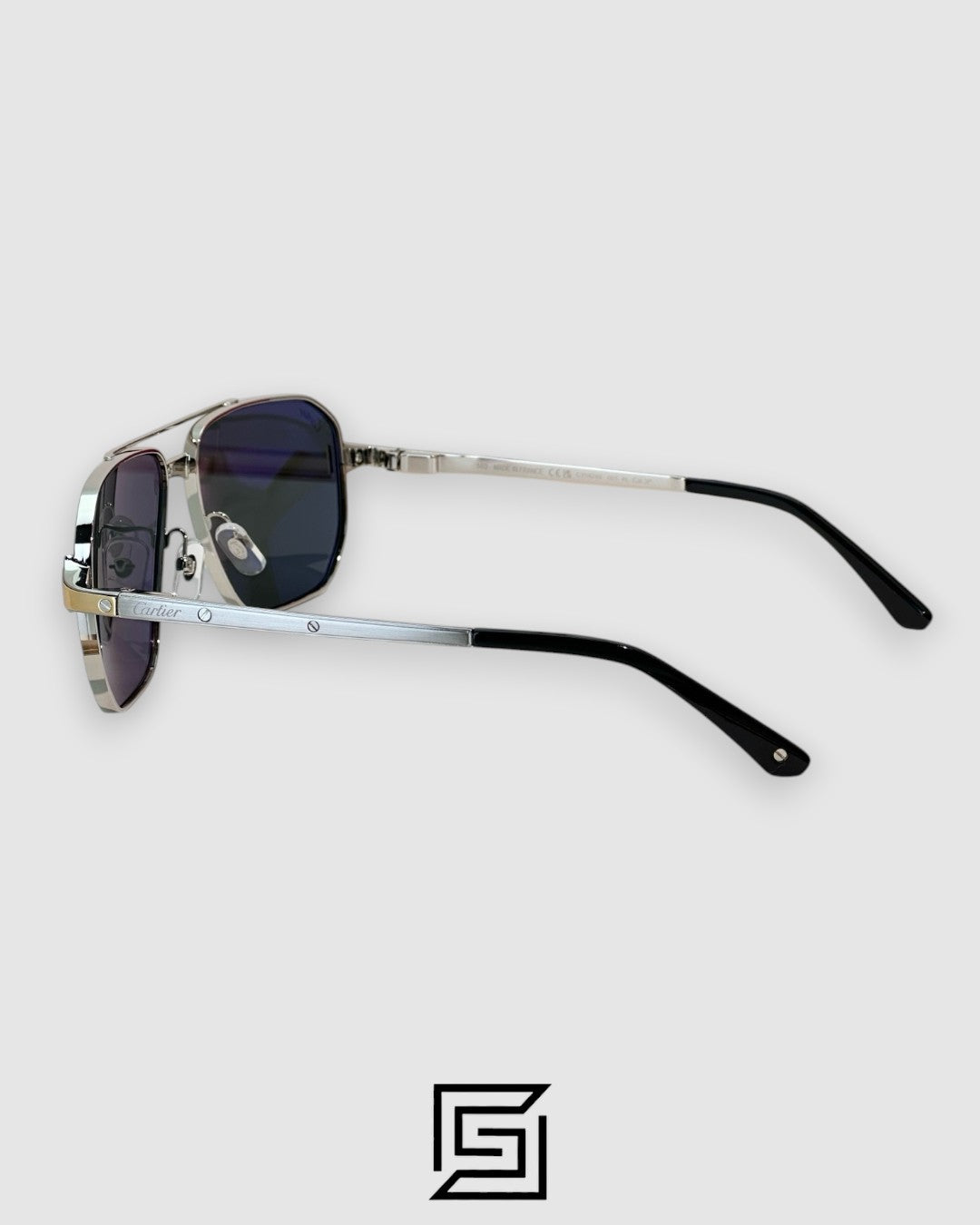 CT0424S - 001 Silver Frame Black Lenses
