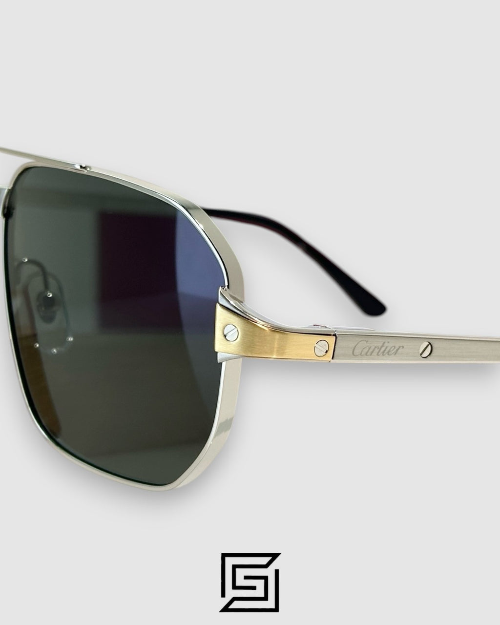 CT0424S - 001 Silver Frame Black Lenses