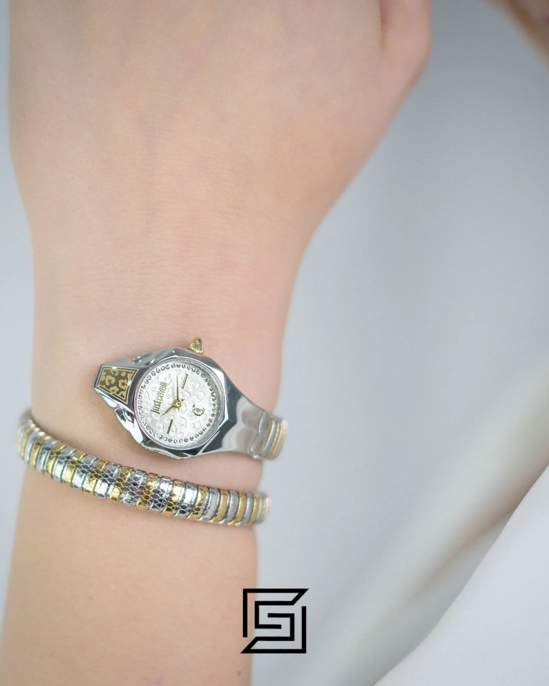 Just Cavalli JC1L354M0055 Women's Two-Tone Snake Bracelet Watch