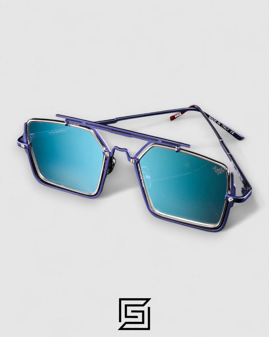 Vysen The Marcus - MA2 Dark Blue Matte Shiny Silver Frame Blue Gradient Lenses