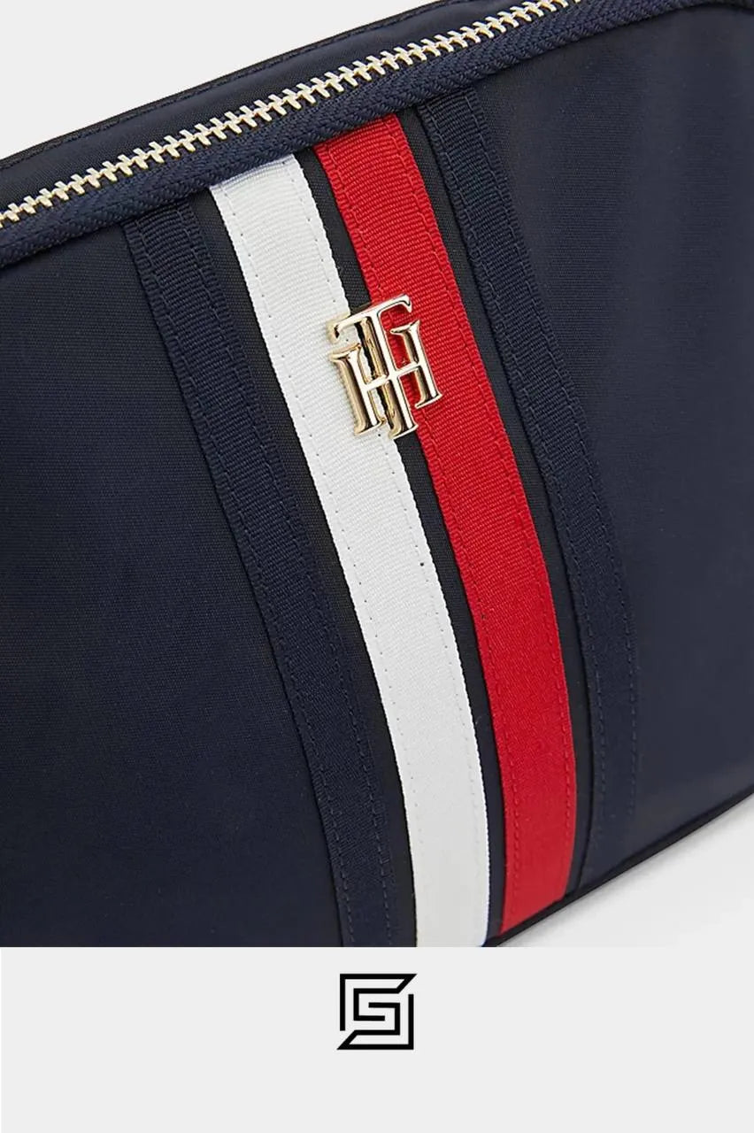 leather Shoulder bag Tommy Hilfiger Poppy Crossover bag dark blue AW0AW13154