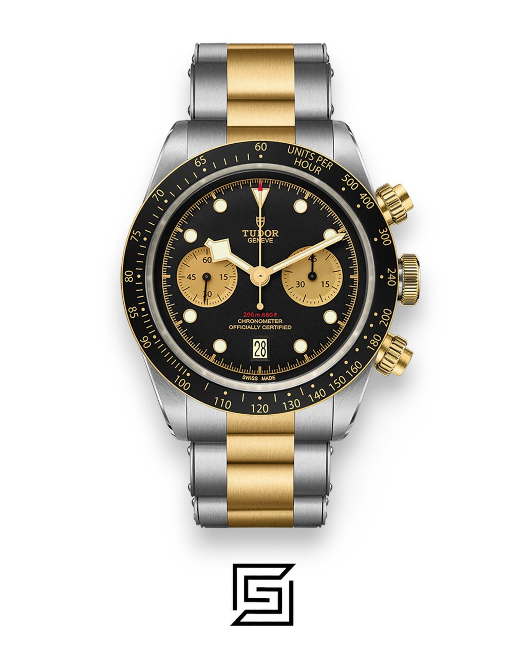 Tudor Black Bay Half Gold Black Counters