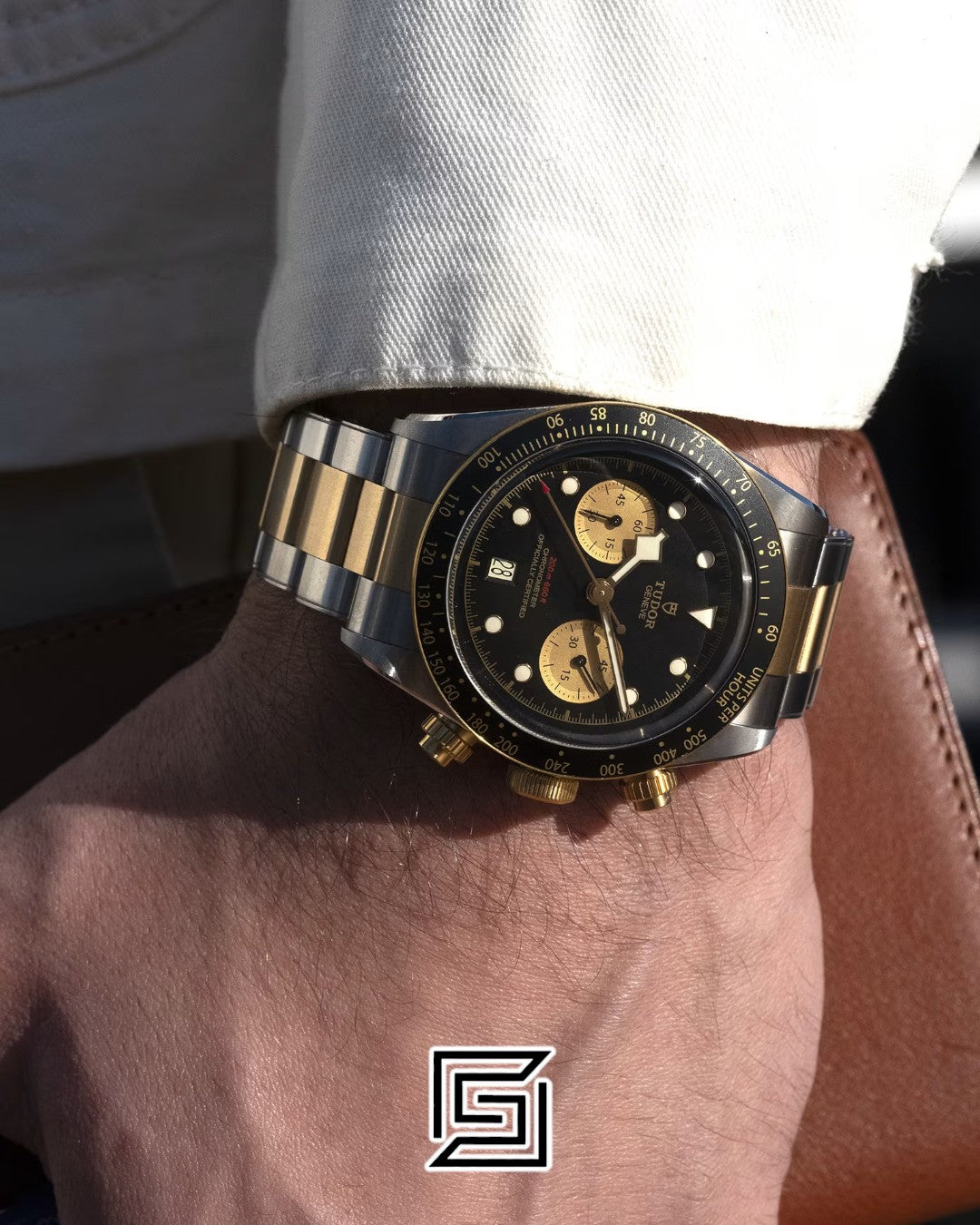 Tudor Black Bay Half Gold Black Counters