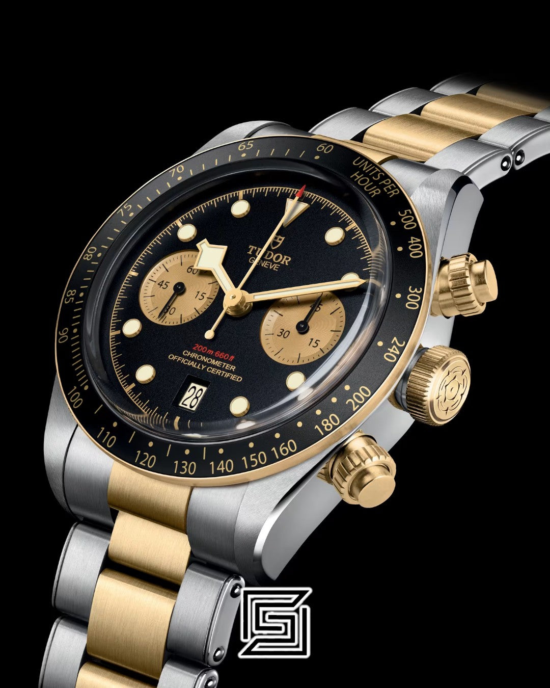 Tudor Black Bay Half Gold Black Counters