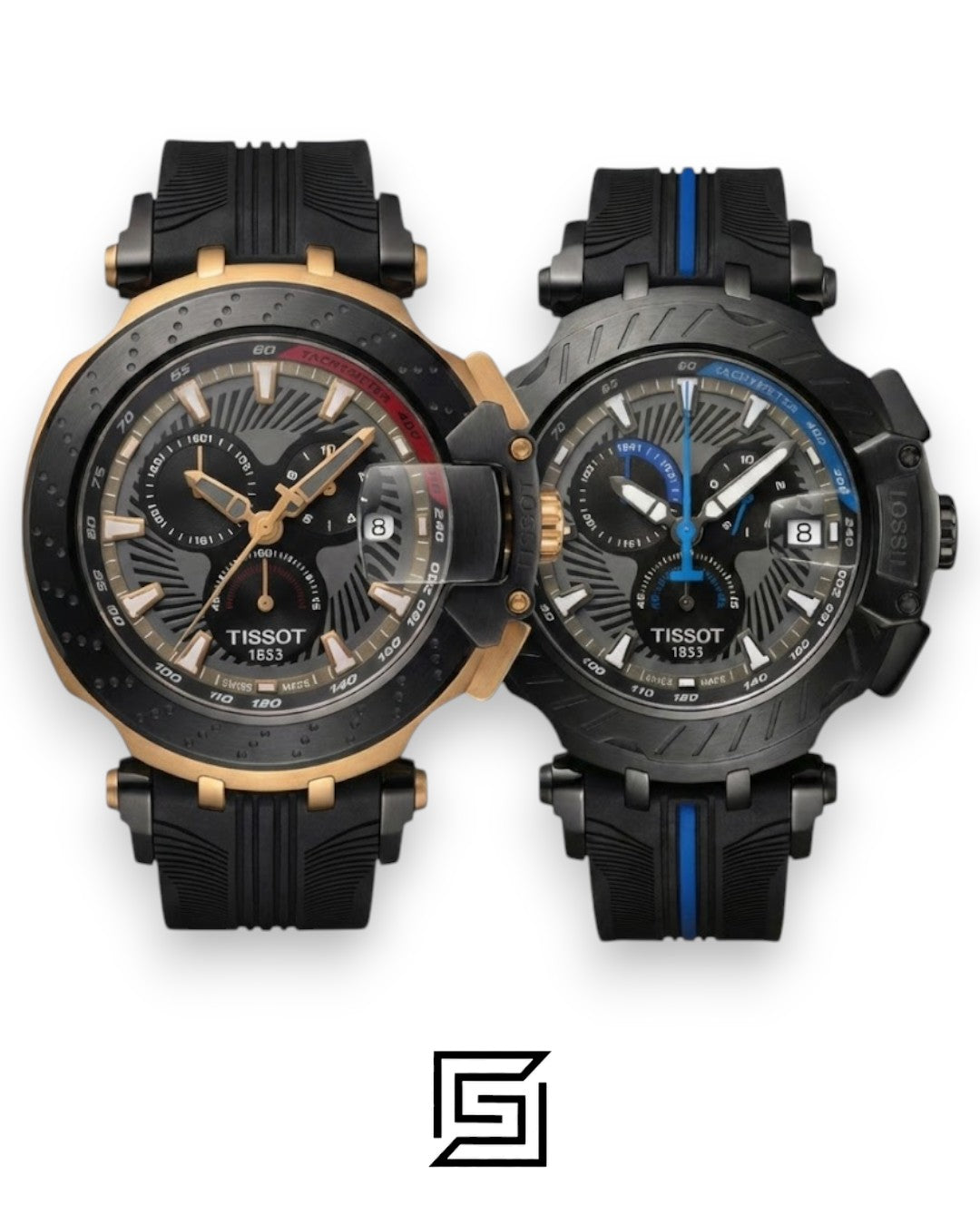 Tissot T-Race New Collection - Rose Gold / Black / Blue - Rubber Strap