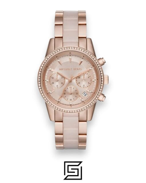 Original Watches,Women Michael Kors original-watches Ritz Women's Rose Gold Dial Stainless Steel Band Chronograph Watch - MK6307 Michael Kors