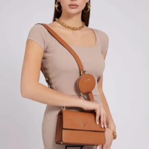 Bags,Leather,Women leather Guess Alexie Crossbody Bag A Flap Saffiano HWVG8416190 Light Cognac Guess