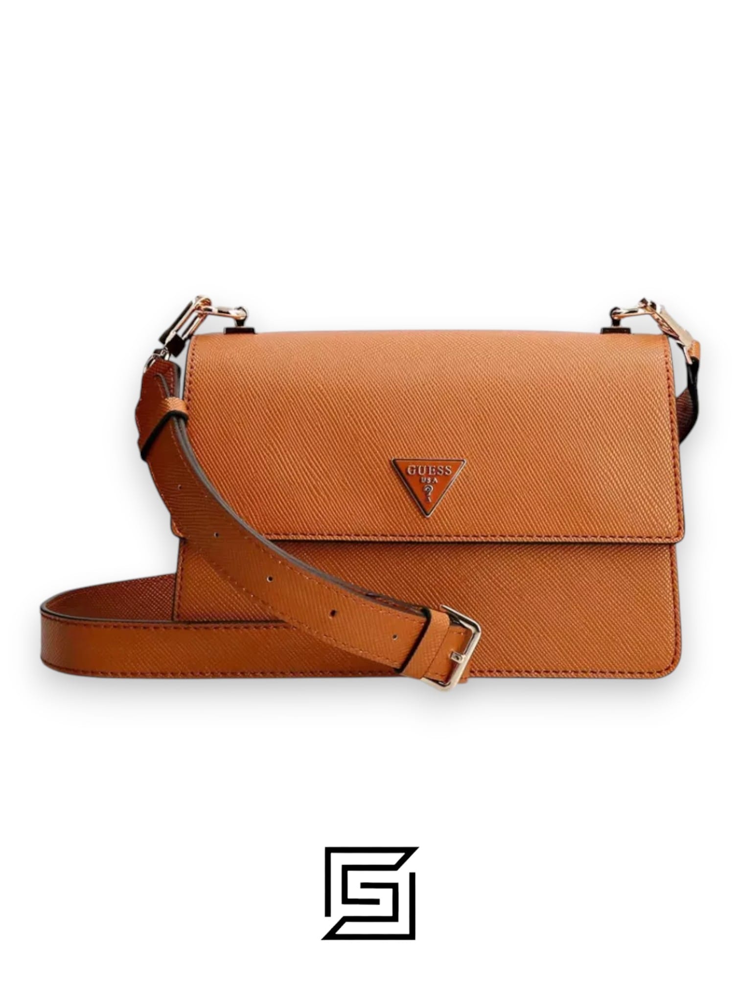 Bags,Leather,Women leather Guess Alexie Crossbody Bag A Flap Saffiano HWVG8416190 Light Cognac Guess