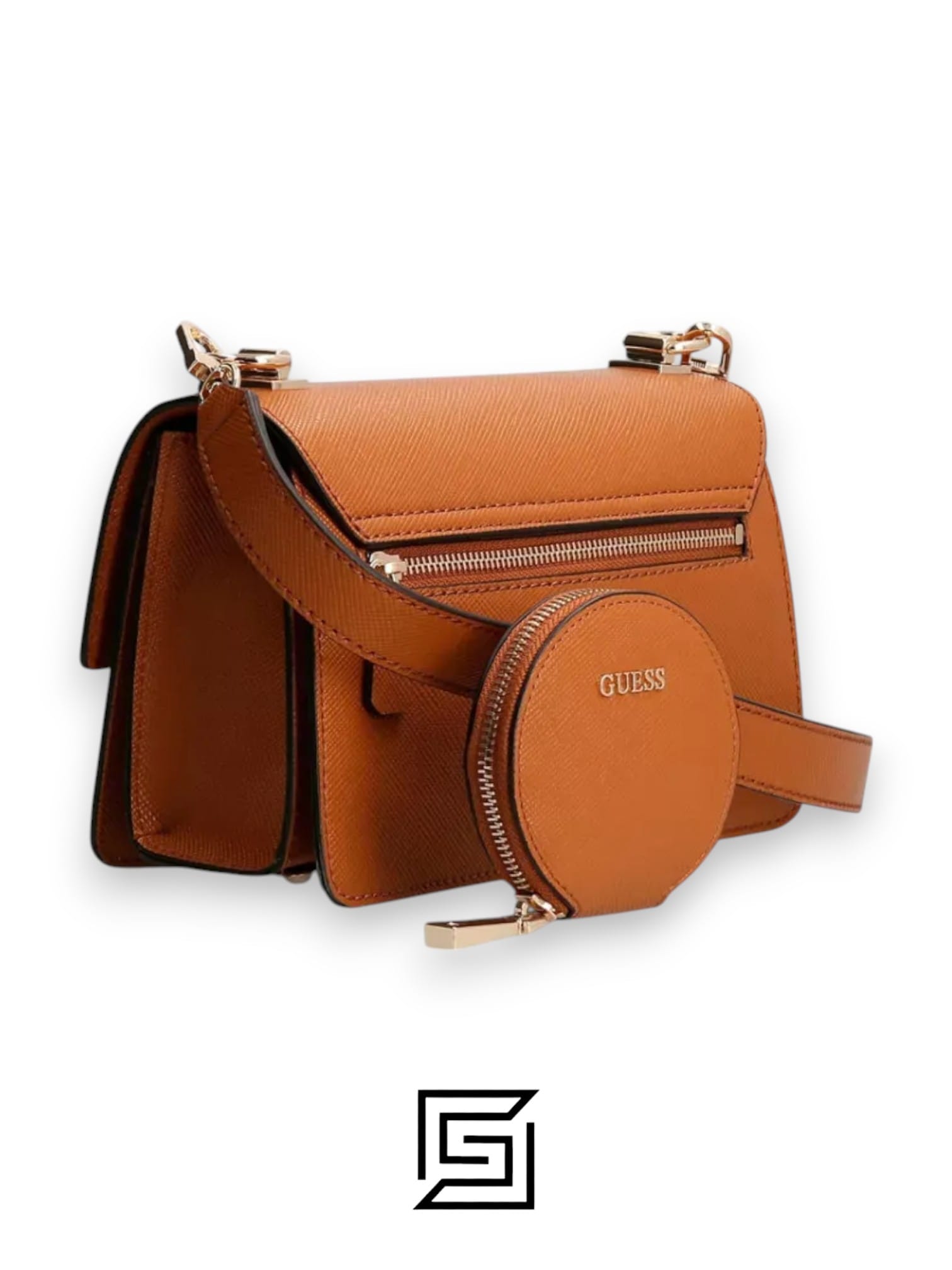 Bags,Leather,Women leather Guess Alexie Crossbody Bag A Flap Saffiano HWVG8416190 Light Cognac Guess