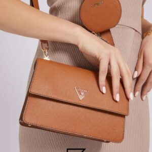 Bags,Leather,Women leather Guess Alexie Crossbody Bag A Flap Saffiano HWVG8416190 Light Cognac Guess