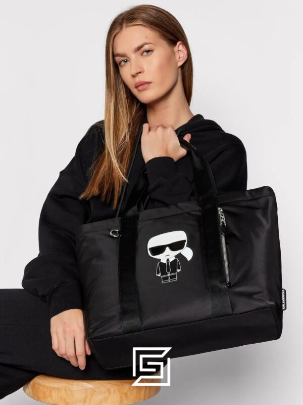 Bags,Leather,Women Karl Lagerfeld leather Nylon Karl Iconik Model 215W3016 Color Black Karl Lagerfeld