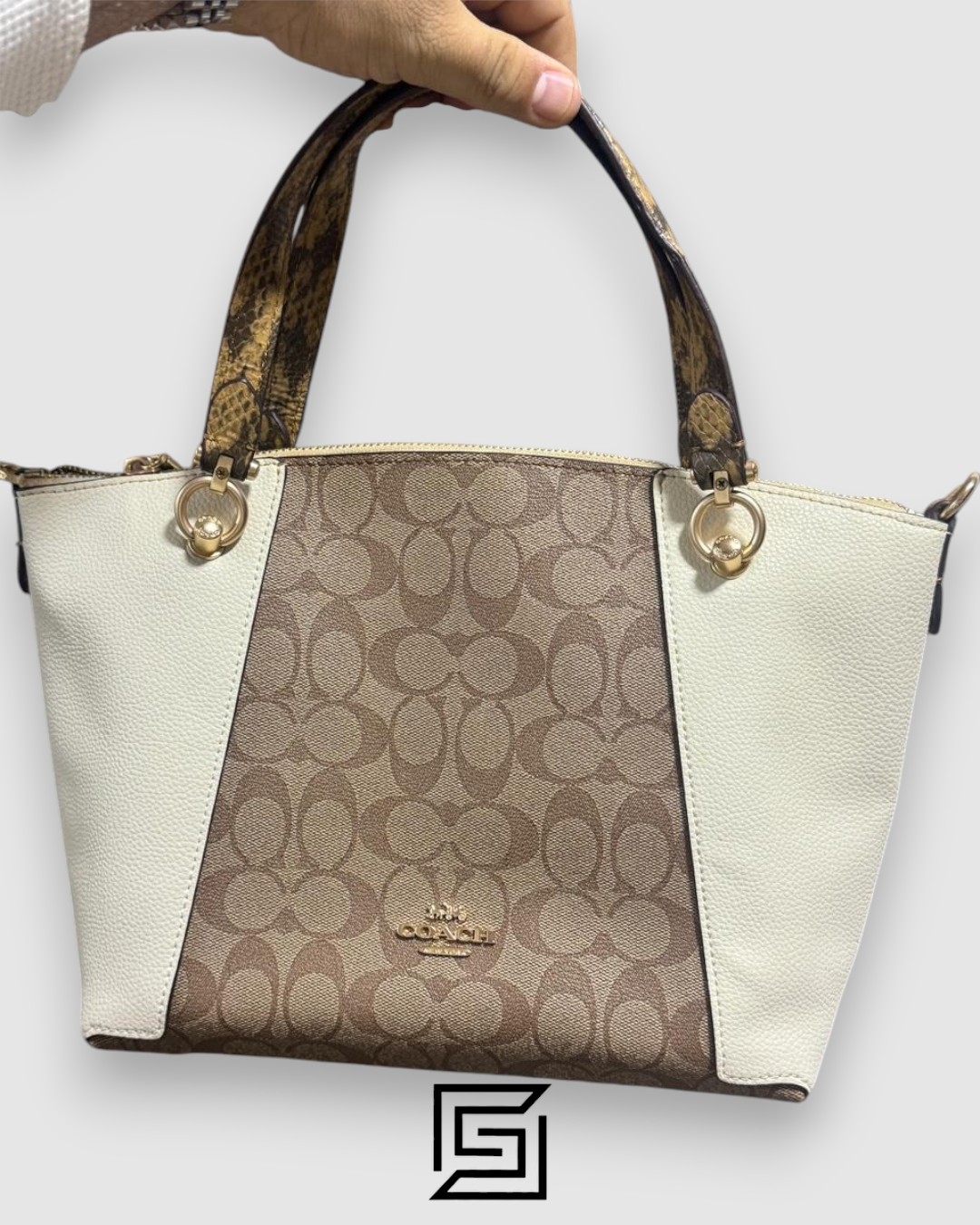 Coach leather Kacey Satchel In Colorblock Signature Canvas White C7261 - Image 8