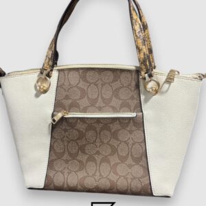 Coach leather Kacey Satchel In Colorblock Signature Canvas White C7261 - Image 7