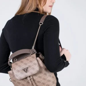 Bags,Leather,Women leather GUESS CORDELIA LOGO FLAP BACKPACK HWBG8377310 BIEGE Guess