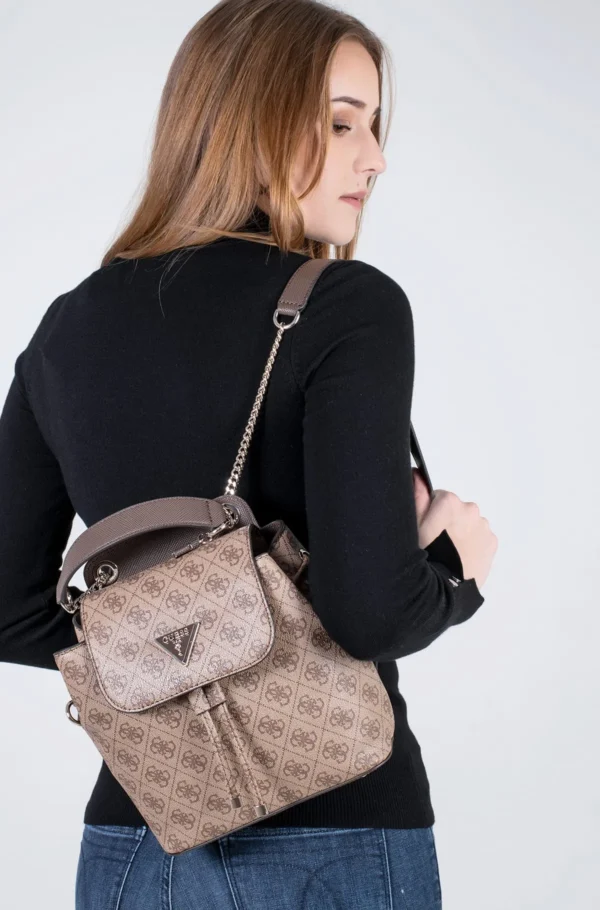 Bags,Leather,Women leather GUESS CORDELIA LOGO FLAP BACKPACK HWBG8377310 BIEGE Guess