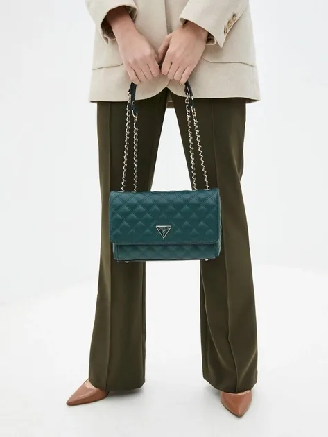 Bags,Leather,Women leather Guess Cessily Shoulder Bag and Trotter- PG767921 HWEV7679210 JST GREEN Guess