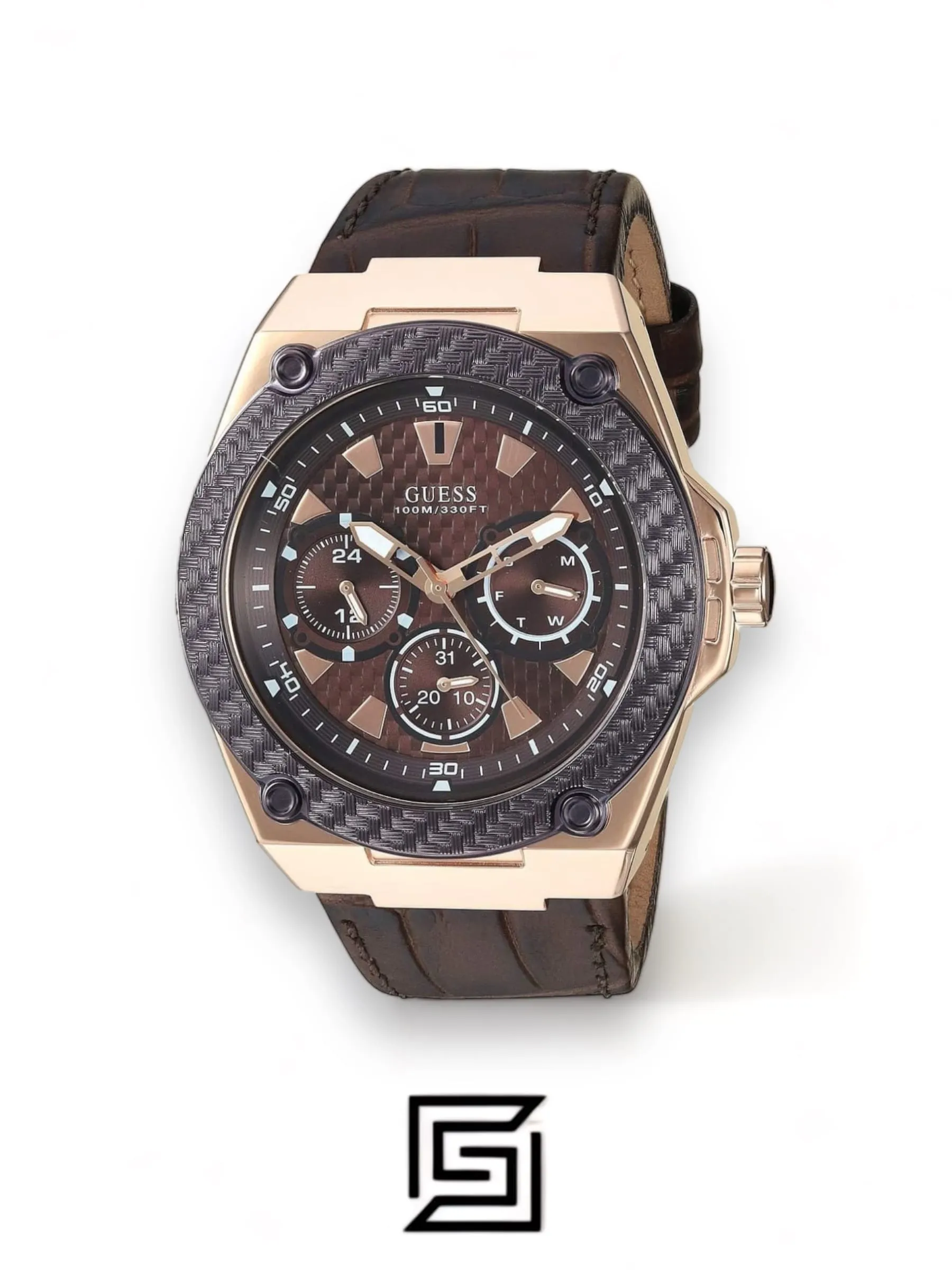 Men,Original Watches watches GUESS Men's Quartz Watch with Analog Display and Leather Strap W1058G2 Guess