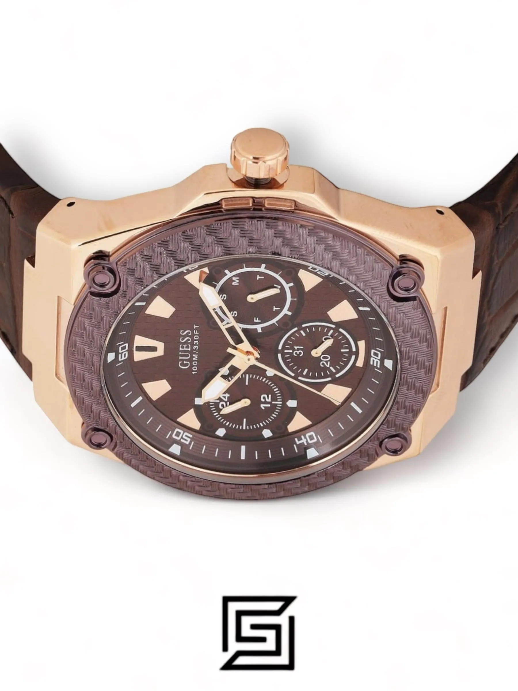 Men,Original Watches watches GUESS Men's Quartz Watch with Analog Display and Leather Strap W1058G2 Guess