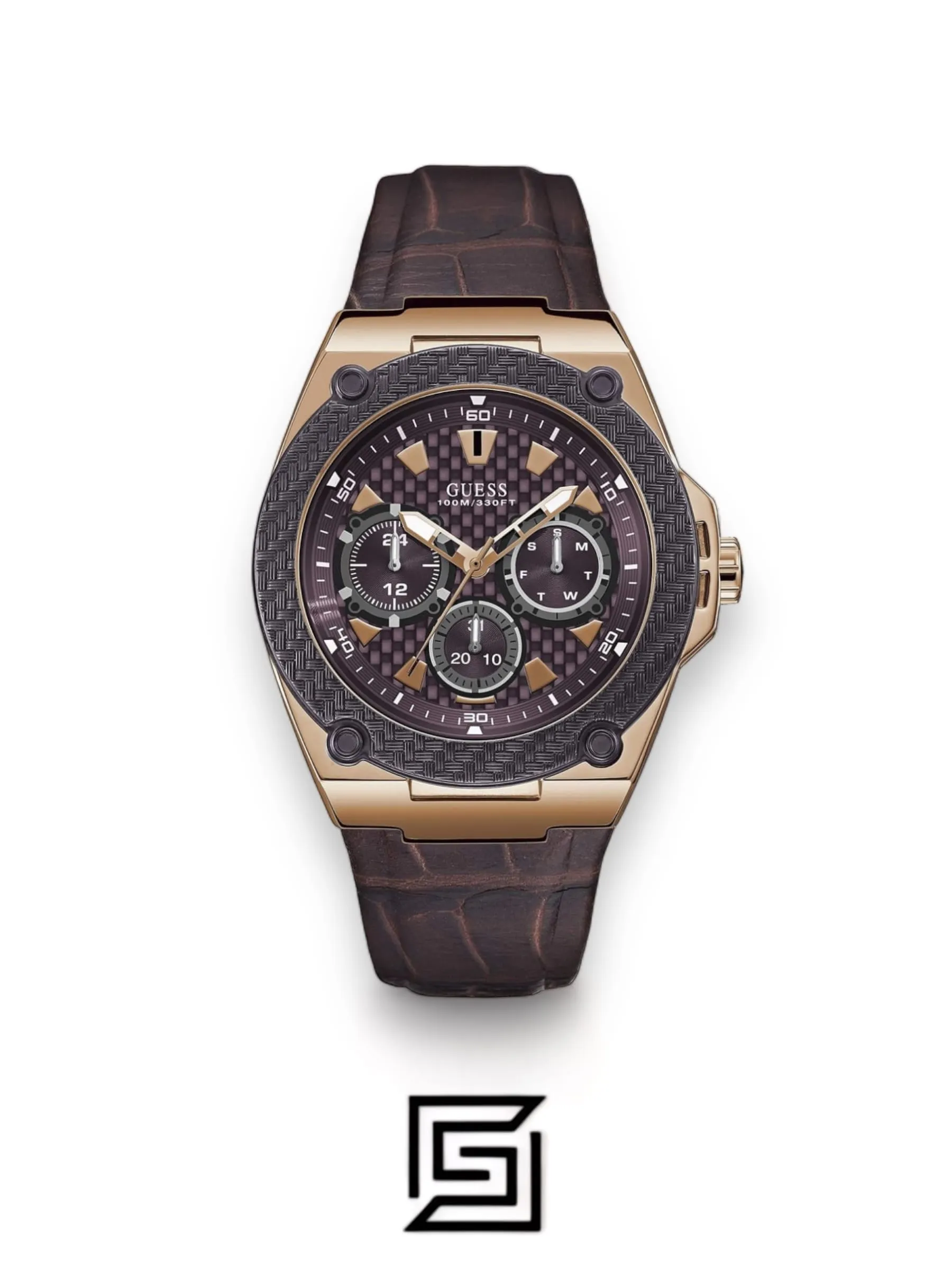 Men,Original Watches watches GUESS Men's Quartz Watch with Analog Display and Leather Strap W1058G2 Guess