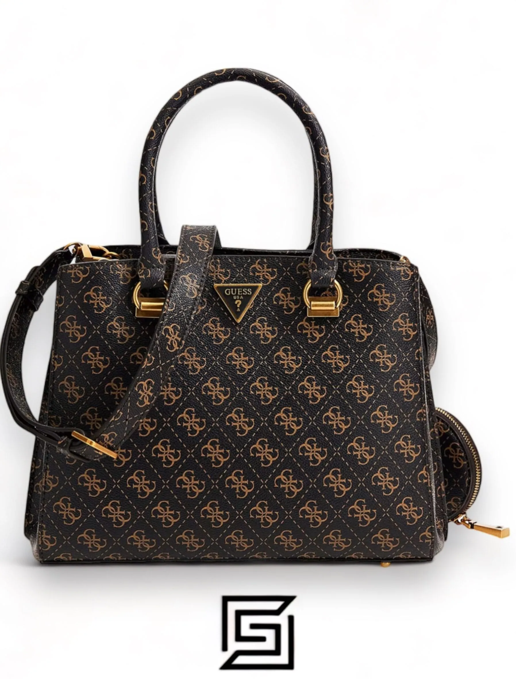 Bags,Leather,Women leather BOLSA CORDELIA LOGO LUXURY SATCHEL GUESS BB841606 - HWQB8416060 Dark Brown Guess