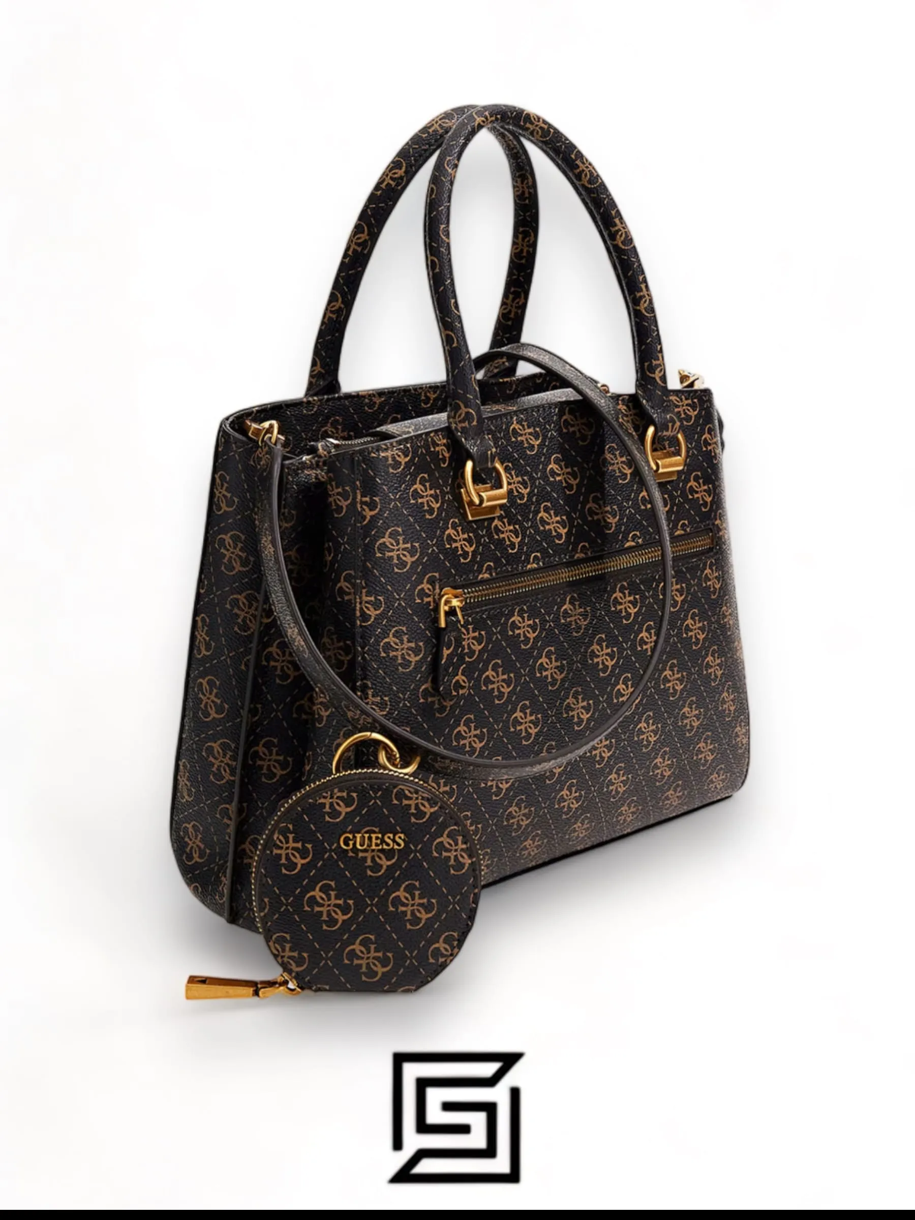 Bags,Leather,Women leather BOLSA CORDELIA LOGO LUXURY SATCHEL GUESS BB841606 - HWQB8416060 Dark Brown Guess