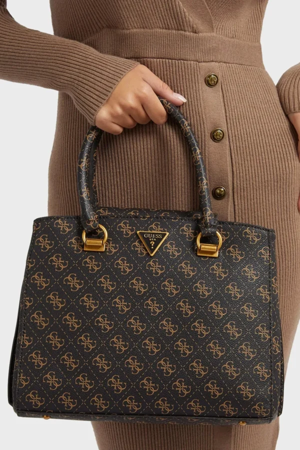Bags,Leather,Women leather BOLSA CORDELIA LOGO LUXURY SATCHEL GUESS BB841606 - HWQB8416060 Dark Brown Guess