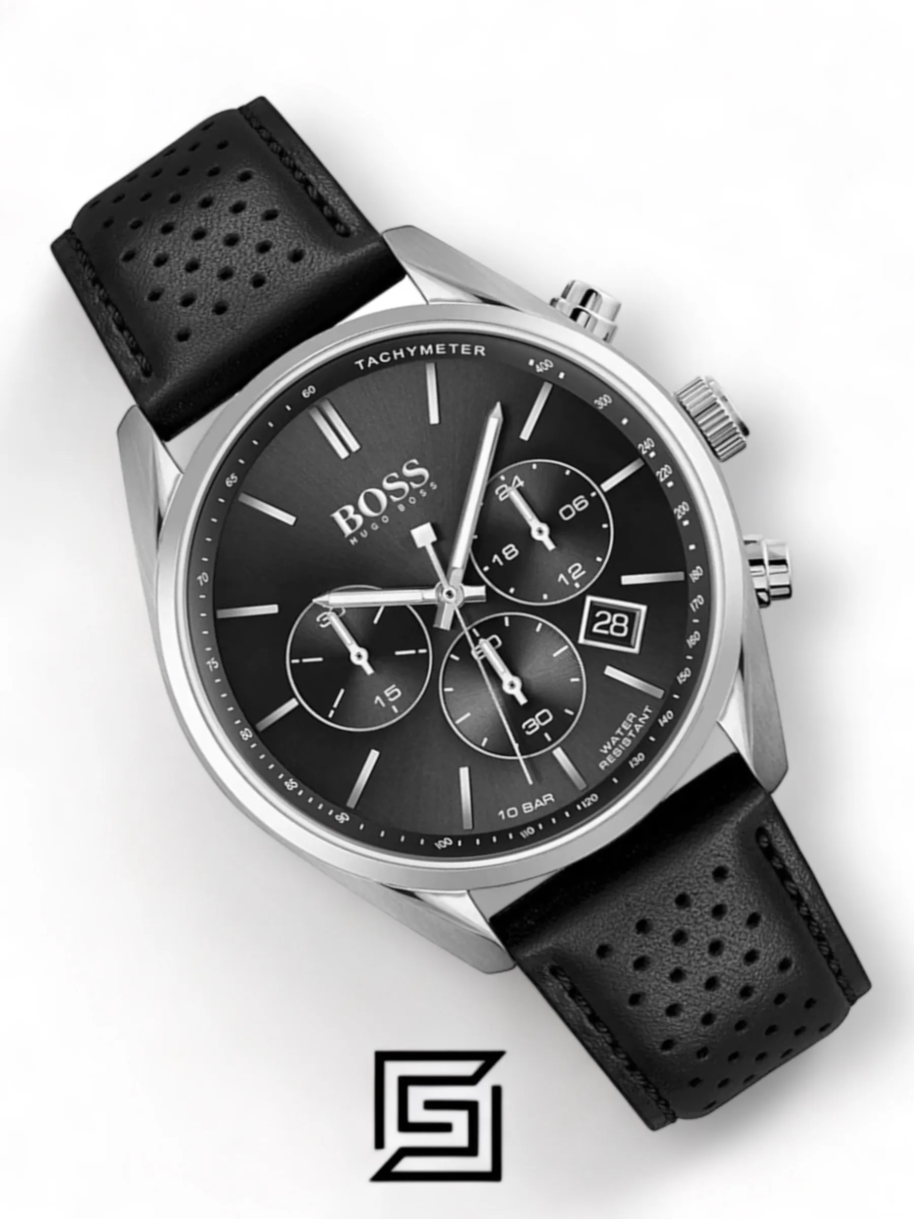 Men,Watches,Men,Original Watches Hugo Boss original-watches Champion Black Dial Black Leather Strap - 1513816 Boss