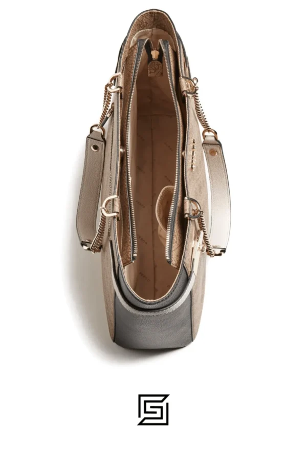 Bags,Leather,Women leather GUESS shopper bag with label, 1 x dust bag Zadie Latte / Black Guess