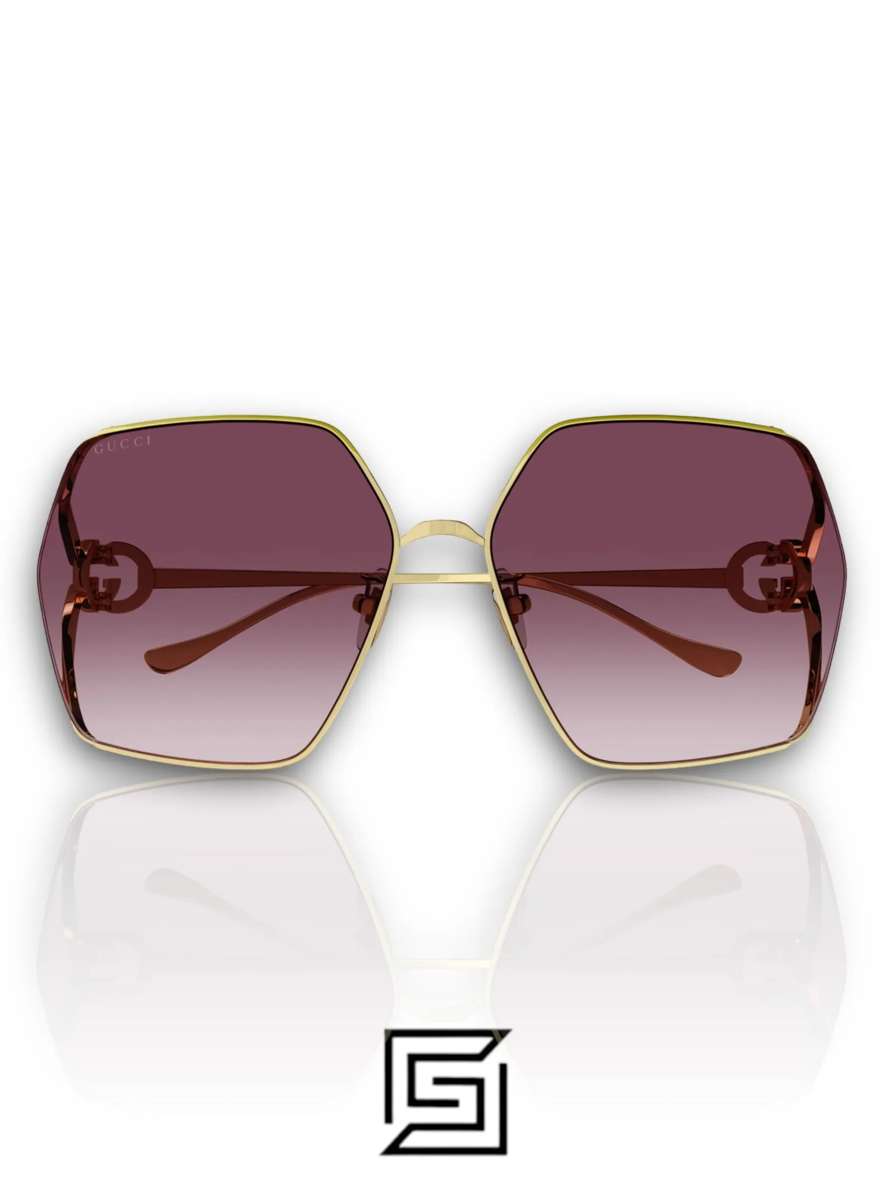 Sunglasses,Women Gucci sunglasses GG1322SA 003/GOLD X GREY Gucci