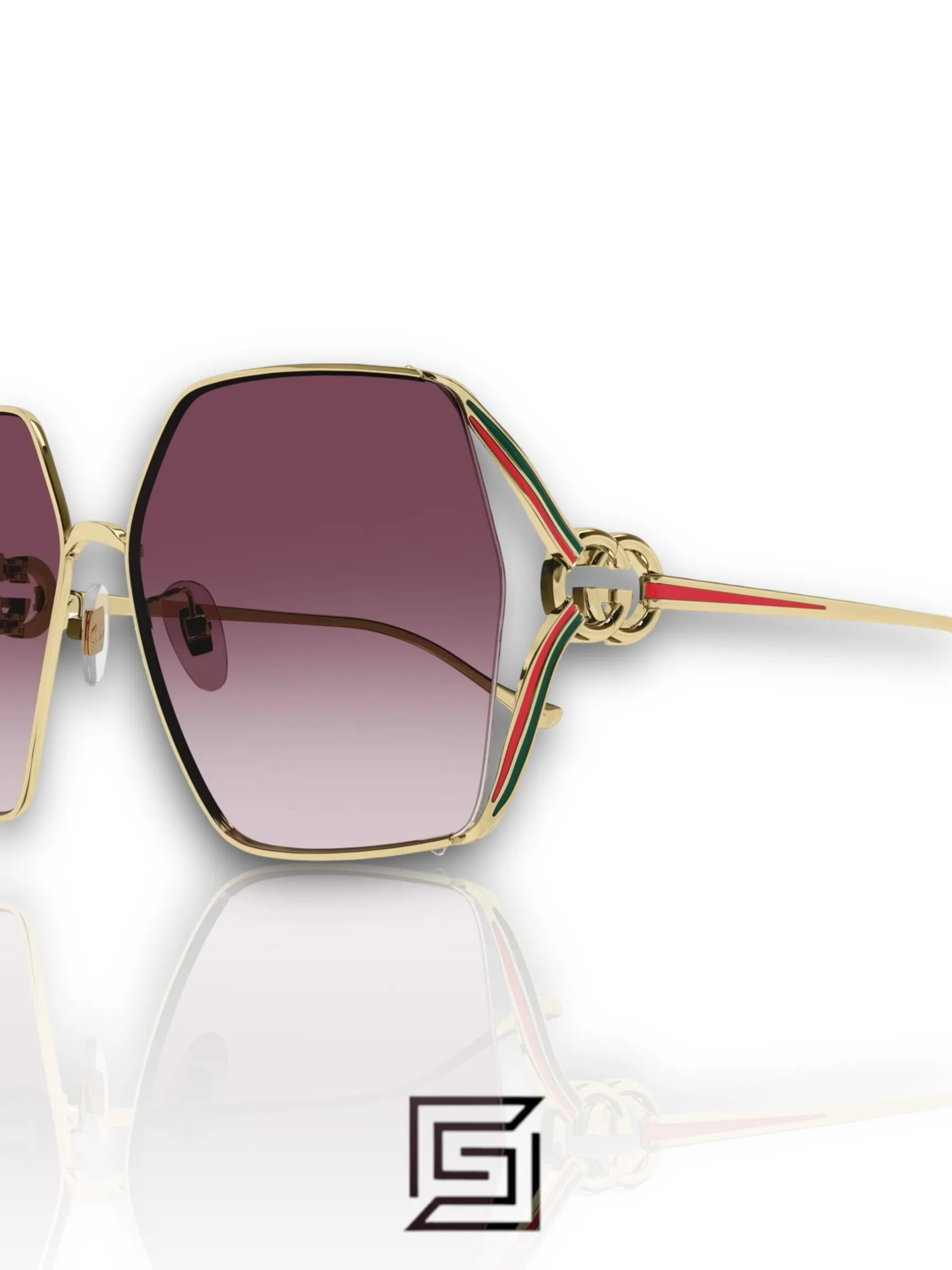 Sunglasses,Women Gucci sunglasses GG1322SA 003/GOLD X GREY Gucci