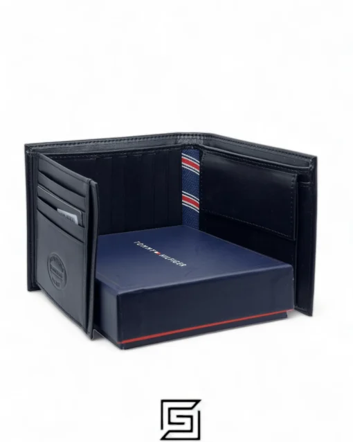 Leather,Wallets,Men leather TOMMY SINGLE WALLET W FLAT METAL LOGO FLAT PATTERN BIG SIZE/BLACK Tommy Hilfiger