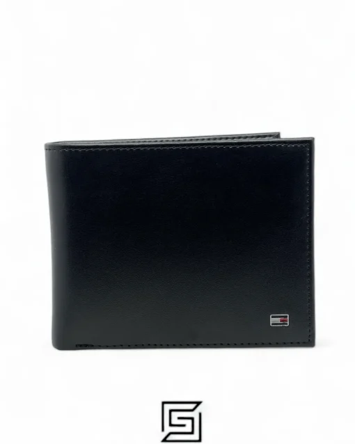 Leather,Wallets,Men leather TOMMY SINGLE WALLET W FLAT METAL LOGO FLAT PATTERN BIG SIZE/BLACK Tommy Hilfiger
