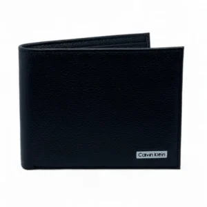 Leather,Wallets,Men leather CK SINGLE WALLET W CK LOGO METAL SOFT PATTERN/BLACK Calvin Klein