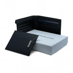Leather,Wallets,Men leather CK SINGLE WALLET CREDIT ON FRONT/BLACK Calvin Klein