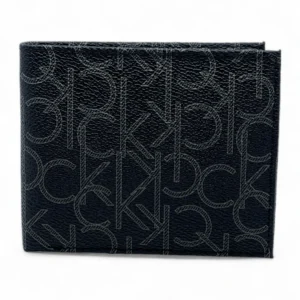 Leather,Wallets,Men leather CK SINGLE WALLET CK LOGO PRINT PATTIERN /BLACK Calvin Klein