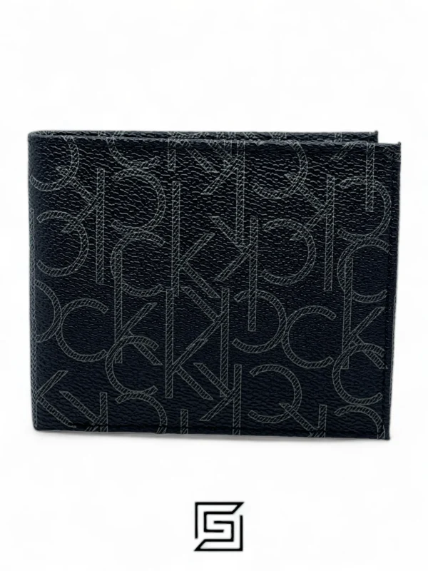 Leather,Wallets,Men leather CK SINGLE WALLET CK LOGO PRINT PATTIERN /BLACK Calvin Klein